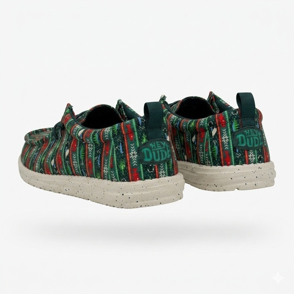 Hey Dude Wally Fishmas Sweater Mens Size 10 Pine Green New Holiday Loafers *NEW* - Picture 4 of 10